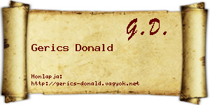 Gerics Donald névjegykártya
